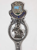 Vintage Warwick Castle Knight Charm with Engraved Bowl Silver Plated Spoon Travel Souvenir