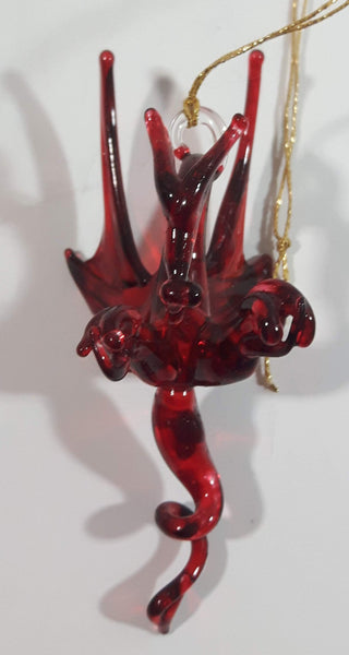 Art Glass Red Mythical Dragon Hanging Ornament
