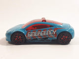 2014 Hot Wheels HW City Mitsubishi Eclipse Concept Car Blue Die Cast Toy Car Fire Dept Emergency Vehicle