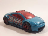 2014 Hot Wheels HW City Mitsubishi Eclipse Concept Car Blue Die Cast Toy Car Fire Dept Emergency Vehicle