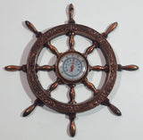 Vintage Captain's Ships Wheel 6 1/4" Diameter Copper Toned Metal Thermometer