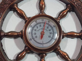 Vintage Captain's Ships Wheel 6 1/4" Diameter Copper Toned Metal Thermometer