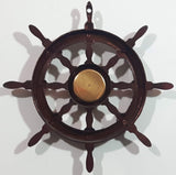Vintage Captain's Ships Wheel 6 1/4" Diameter Copper Toned Metal Thermometer