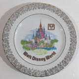 Vintage Walt Disney World Pink Castle Themed Gold Trimmed Brown Speckled 7 1/2" Collector Plate Wall Hanging