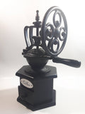 Paderno Antique Style Cast Iron Hand Wheel Coffee Grinder Mill with Black Hexagon Wood Shaped Base