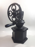 Paderno Antique Style Cast Iron Hand Wheel Coffee Grinder Mill with Black Hexagon Wood Shaped Base