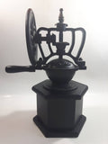 Paderno Antique Style Cast Iron Hand Wheel Coffee Grinder Mill with Black Hexagon Wood Shaped Base