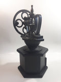 Paderno Antique Style Cast Iron Hand Wheel Coffee Grinder Mill with Black Hexagon Wood Shaped Base