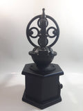 Paderno Antique Style Cast Iron Hand Wheel Coffee Grinder Mill with Black Hexagon Wood Shaped Base