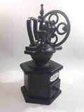 Paderno Antique Style Cast Iron Hand Wheel Coffee Grinder Mill with Black Hexagon Wood Shaped Base