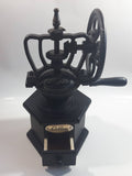 Paderno Antique Style Cast Iron Hand Wheel Coffee Grinder Mill with Black Hexagon Wood Shaped Base