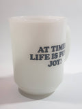 Vintage 1965 Anchor Hocking Fire King Schulz Snoopy and Woodstock "At Times Life Is Pure Joy!" White Milk Glass Coffee Mug