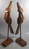 Pair of Vintage June, 1971 Wood Bird Sculptures 15 1/2" Tall Signed