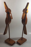Pair of Vintage June, 1971 Wood Bird Sculptures 15 1/2" Tall Signed