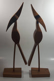 Pair of Vintage June, 1971 Wood Bird Sculptures 15 1/2" Tall Signed