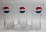 2003-2004 Rare Pepsi Red & Blue Painted Raised Relief Swirl 6" Glass Cup Made by Rastal of Germany Set of 3
