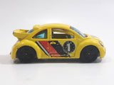 2002 Hot Wheels First Editions Volkswagen New Beetle Cup Yellow Die Cast Toy Car Vehicle