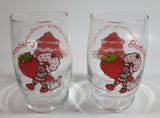 Vintage 1980 MCMLXXX Strawberry Shortcake 4" Tall Glass Cup Set of 2