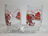Vintage 1980 MCMLXXX Strawberry Shortcake 4" Tall Glass Cup Set of 2