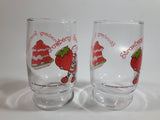Vintage 1980 MCMLXXX Strawberry Shortcake 4" Tall Glass Cup Set of 2