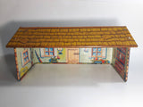 Vintage 1950s Marx Log Cabin Tin Toy House Building