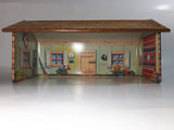 Vintage 1950s Marx Log Cabin Tin Toy House Building