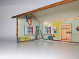 Vintage 1950s Marx Log Cabin Tin Toy House Building