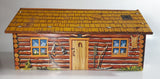 Vintage 1950s Marx Log Cabin Tin Toy House Building