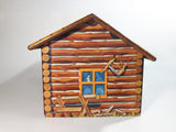 Vintage 1950s Marx Log Cabin Tin Toy House Building