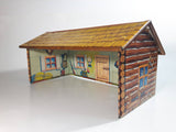 Vintage 1950s Marx Log Cabin Tin Toy House Building