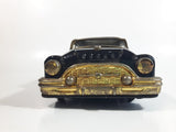 Rare Vintage 1950s Mitsuhashi Buick Sedan Black with Gold Chrome Trim Pullback Motorized Friction Tin Litho Toy Car Vehicle - 5220