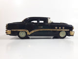 Rare Vintage 1950s Mitsuhashi Buick Sedan Black with Gold Chrome Trim Pullback Motorized Friction Tin Litho Toy Car Vehicle - 5220