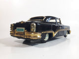 Rare Vintage 1950s Mitsuhashi Buick Sedan Black with Gold Chrome Trim Pullback Motorized Friction Tin Litho Toy Car Vehicle - 5220