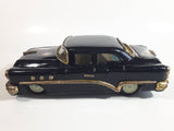 Rare Vintage 1950s Mitsuhashi Buick Sedan Black with Gold Chrome Trim Pullback Motorized Friction Tin Litho Toy Car Vehicle - 5220