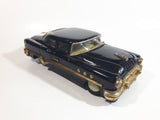 Rare Vintage 1950s Mitsuhashi Buick Sedan Black with Gold Chrome Trim Pullback Motorized Friction Tin Litho Toy Car Vehicle - 5220