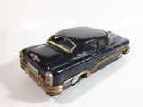Rare Vintage 1950s Mitsuhashi Buick Sedan Black with Gold Chrome Trim Pullback Motorized Friction Tin Litho Toy Car Vehicle - 5220