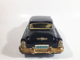 Rare Vintage 1950s Mitsuhashi Buick Sedan Black with Gold Chrome Trim Pullback Motorized Friction Tin Litho Toy Car Vehicle - 5220
