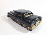 Rare Vintage 1950s Mitsuhashi Buick Sedan Black with Gold Chrome Trim Pullback Motorized Friction Tin Litho Toy Car Vehicle - 5220