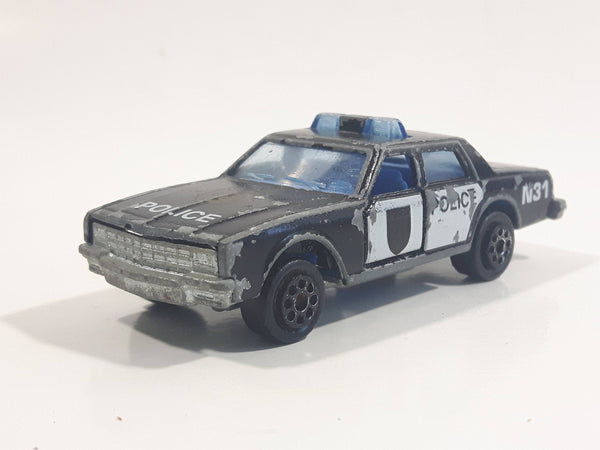 Vintage Majorette No. 240 Chevrolet Impala N31 Police Black and White 1/69 Scale Die Cast Toy Car Vehicle with Opening Doors