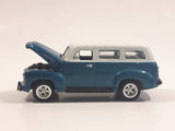 Johnny Lightning 1950 Chevy Suburban Dark Teal Blue Green with White Roof Die Cast Toy Car Vehicle with Opening Hood