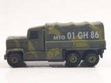 Unknown Brand MTG 01 GH 86 Military Army Cargo Transport Truck Dark Green Camouflage Plastic Body Die Cast Toy Car Vehicle