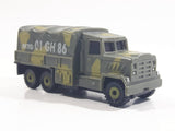 Unknown Brand MTG 01 GH 86 Military Army Cargo Transport Truck Dark Green Camouflage Plastic Body Die Cast Toy Car Vehicle