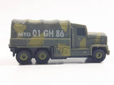 Unknown Brand MTG 01 GH 86 Military Army Cargo Transport Truck Dark Green Camouflage Plastic Body Die Cast Toy Car Vehicle