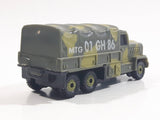 Unknown Brand MTG 01 GH 86 Military Army Cargo Transport Truck Dark Green Camouflage Plastic Body Die Cast Toy Car Vehicle