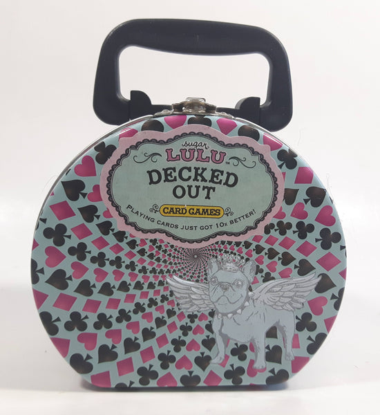 Sugar Lulu Decked Out Card Games Tin Metal Container with Handle - Empty