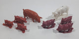 Vintage Plastic Farm Livestock 7 Pink 1 White Pig Toys Made in Hong Kong Lot of 8