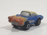 Galoob Micro Machines Ultrafast '57 Chevy Corvette Blue with Orange Flames Miniature Tiny Die Cast Toy Car Vehicle