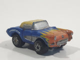 Galoob Micro Machines Ultrafast '57 Chevy Corvette Blue with Orange Flames Miniature Tiny Die Cast Toy Car Vehicle