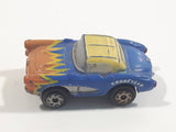 Galoob Micro Machines Ultrafast '57 Chevy Corvette Blue with Orange Flames Miniature Tiny Die Cast Toy Car Vehicle