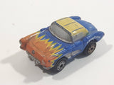 Galoob Micro Machines Ultrafast '57 Chevy Corvette Blue with Orange Flames Miniature Tiny Die Cast Toy Car Vehicle